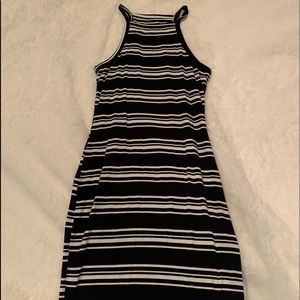 Long black and white stripe dress